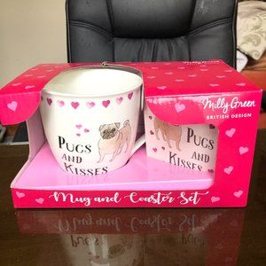 Pug Mug and Coaster Set - Milly Green!